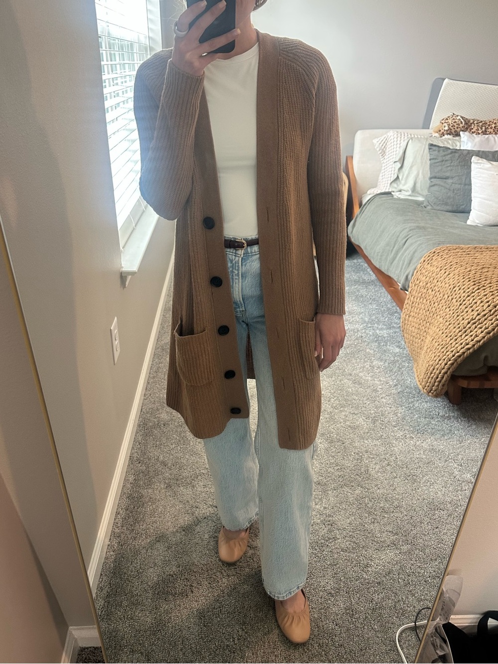Vince Camel Longline Ribbed Button Cardigan Sweater XXS